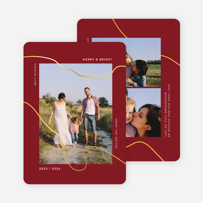 Foil Twist Multi Photo Holiday Cards - Yellow