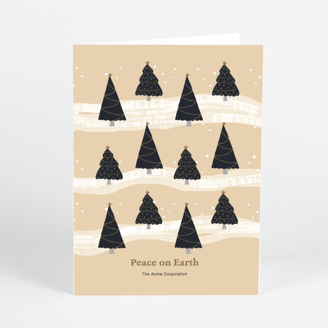Decorated Trees Business and Corporate Holiday Cards - Beige