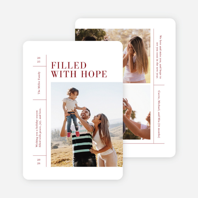 Fun Grid Multi Photo Holiday Cards - Red