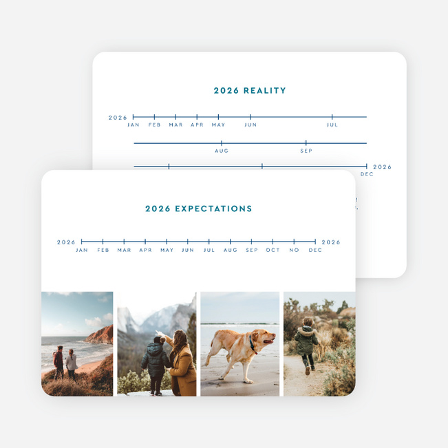 Jumbled Timeline New Year Cards and Invitations - Blue