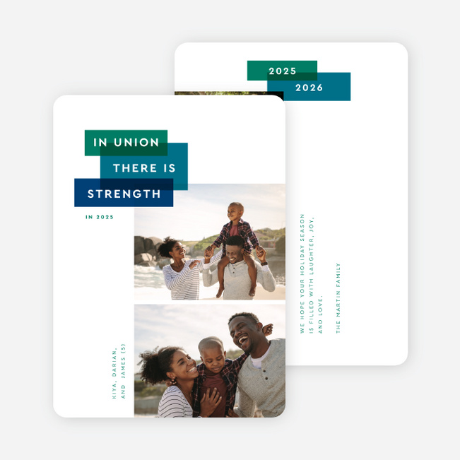 Unified Strength Multi Photo Holiday Cards - Blue