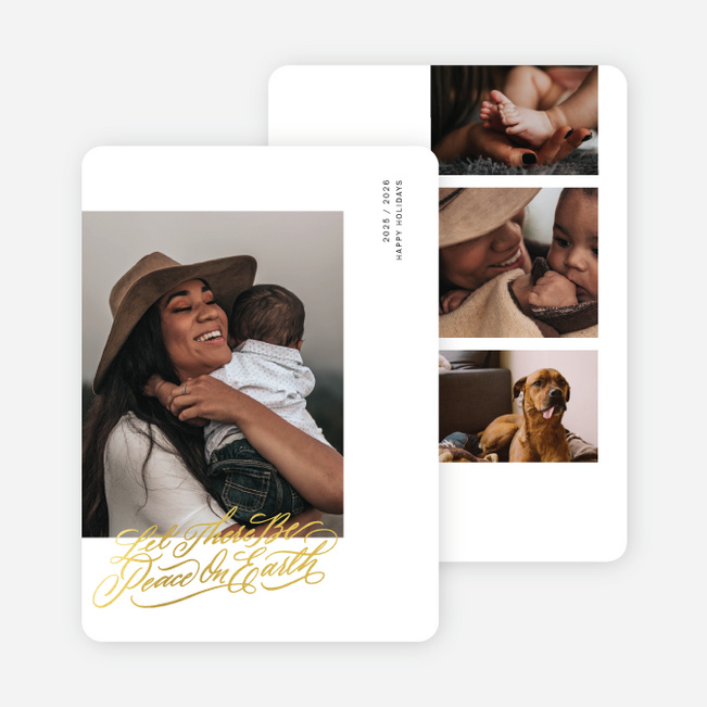 Foil Peaceful Elegance Holiday Cards - Yellow