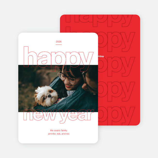 Happy Days New Year Cards - Red