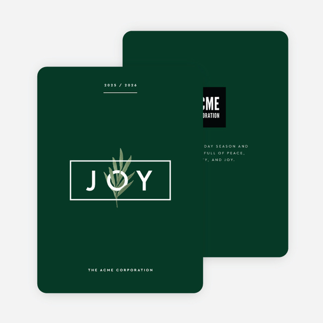 Joy is Evergreen Business Holiday Cards - Green