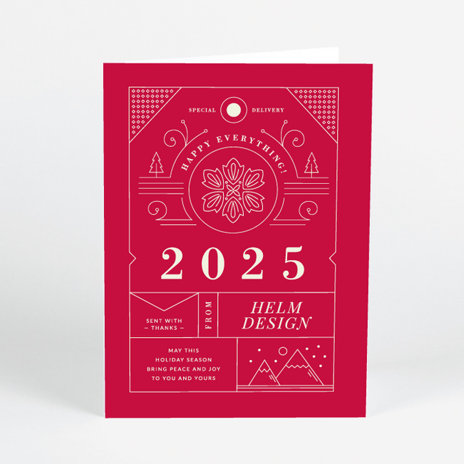 Intricate Details Corporate Holiday Cards - Red