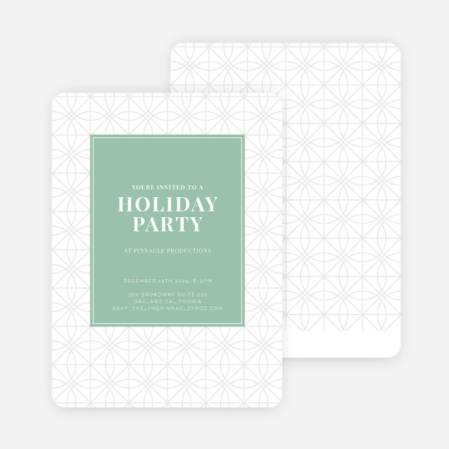 Festive Background Holiday Party Invitations - Green