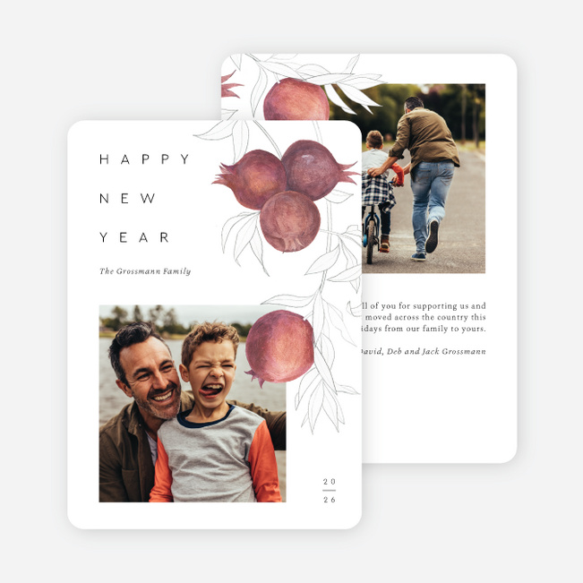 Pomegrateful New Year Cards - White