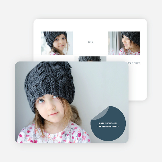 Circle Sticker Holiday Photo Cards - Indigo