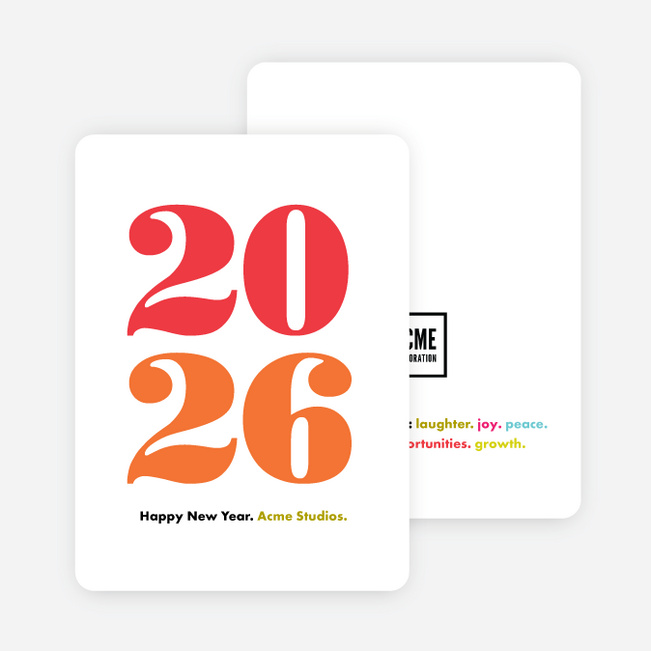 Colorful Year Corporate New Year Cards - Red