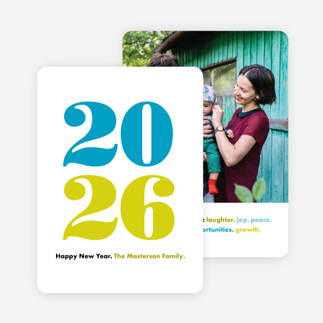 Bright Type New Year Cards - Blue