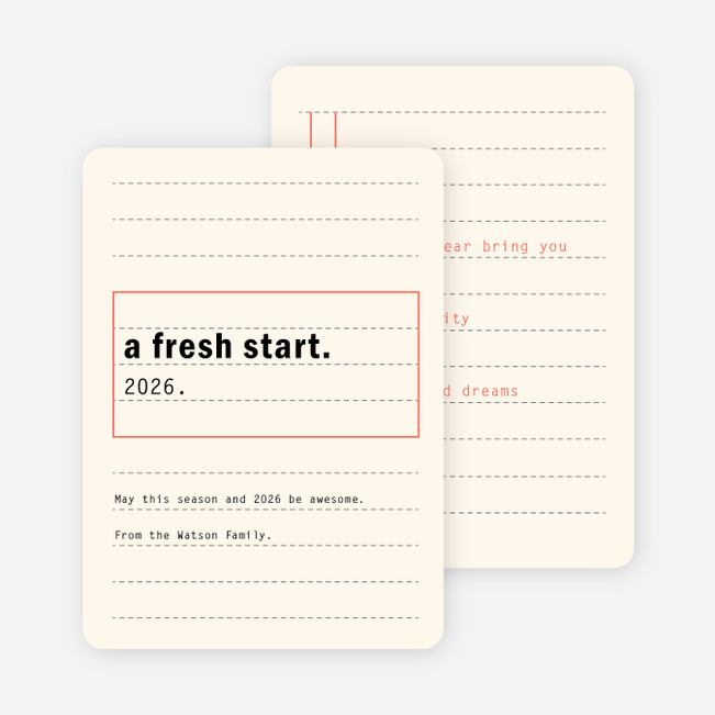 Fresh Start New Year Cards - Beige