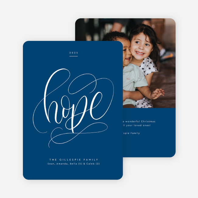 Timeless Script Christmas Cards - Blue
