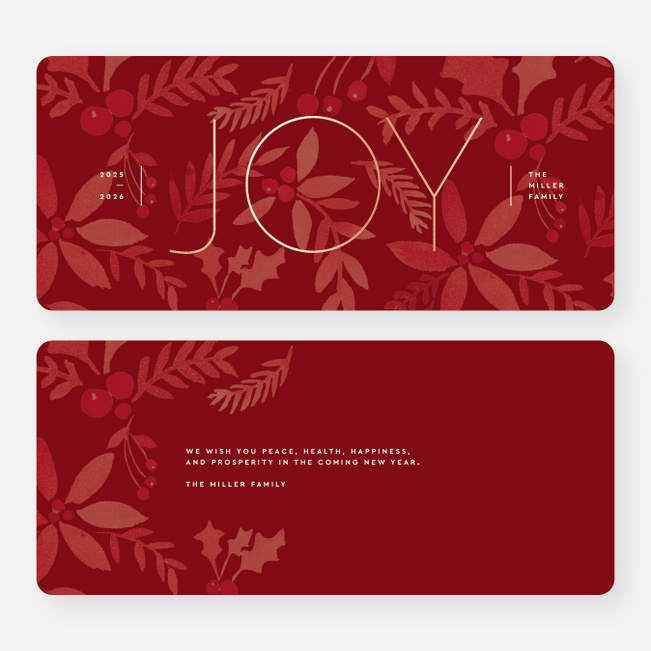 Foil Monumental Joy Holiday Cards - Red