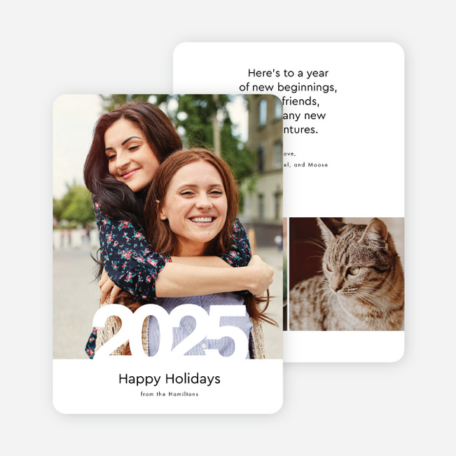 Bold Numbers Photo New Years Cards - Black