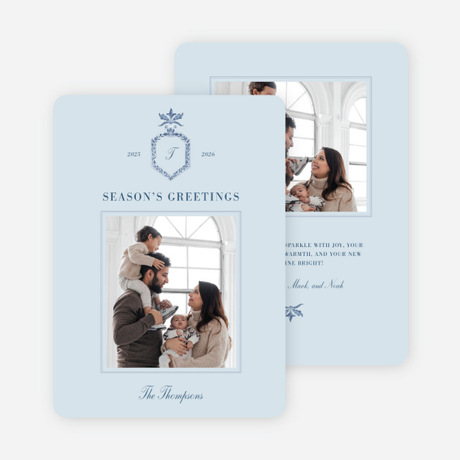 Initial Greeting Holiday Cards and Invitations - Blue