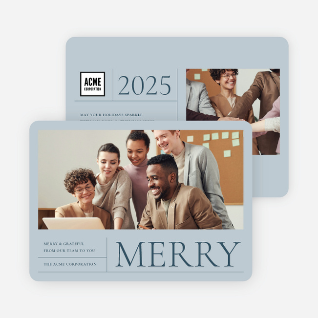 Cheerfully Arranged Corporate Holiday Cards & Corporate Christmas Cards - Blue