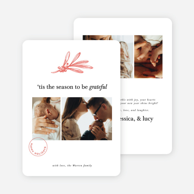 Foil Mistletoe Mail Holiday Cards and Invitations - Red