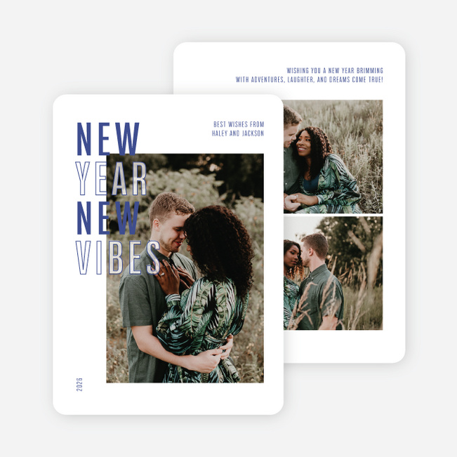 Bold New Vibes New Year Cards and Invitations - Blue