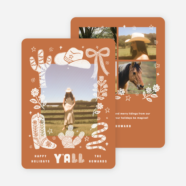 Wrangled Wishes Holiday Cards and Invitations - Orange