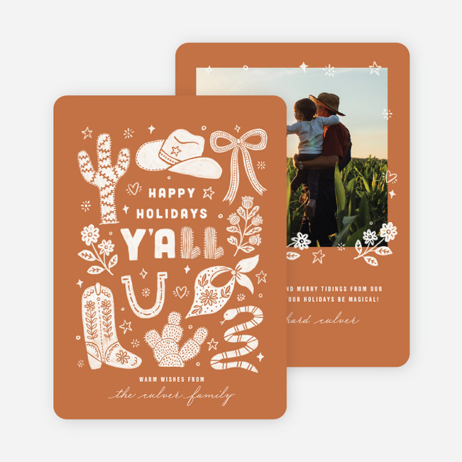 Wrangled Wishes Holiday Cards and Invitations - Orange