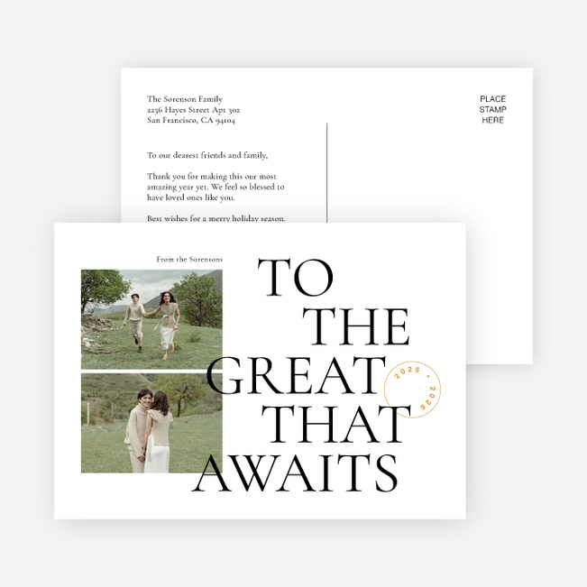 New Year Waiting Holiday Cards and Invitations - White