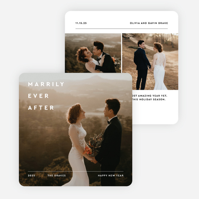 Newly Wedded Bliss New Year Cards and Invitations - White