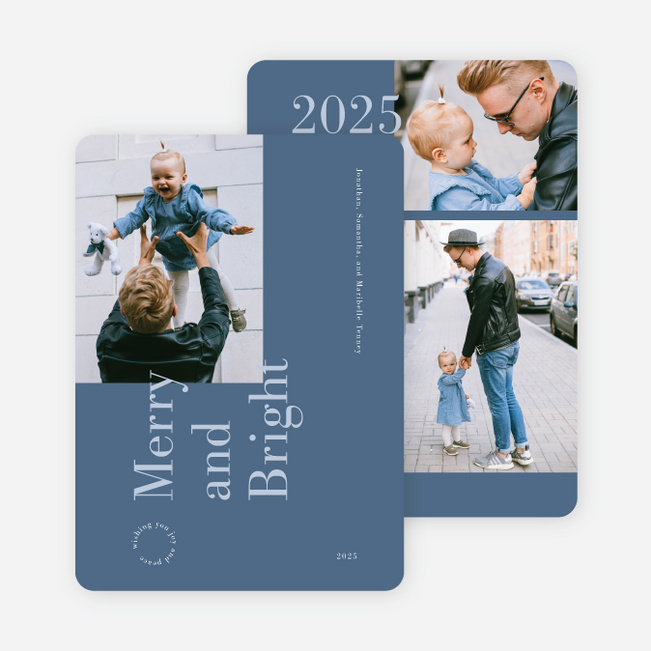 Unexpectedly Merry Multi Photo Holiday Cards - Blue