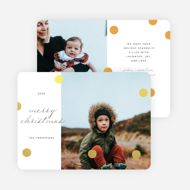 Festive Foil Confetti Christmas Cards - Yellow