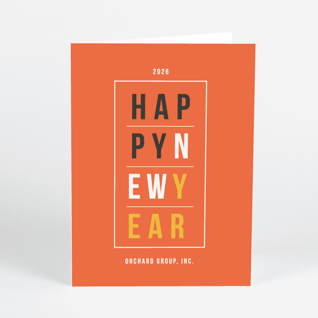 Geometric Modern Triangles New Year Cards - Orange