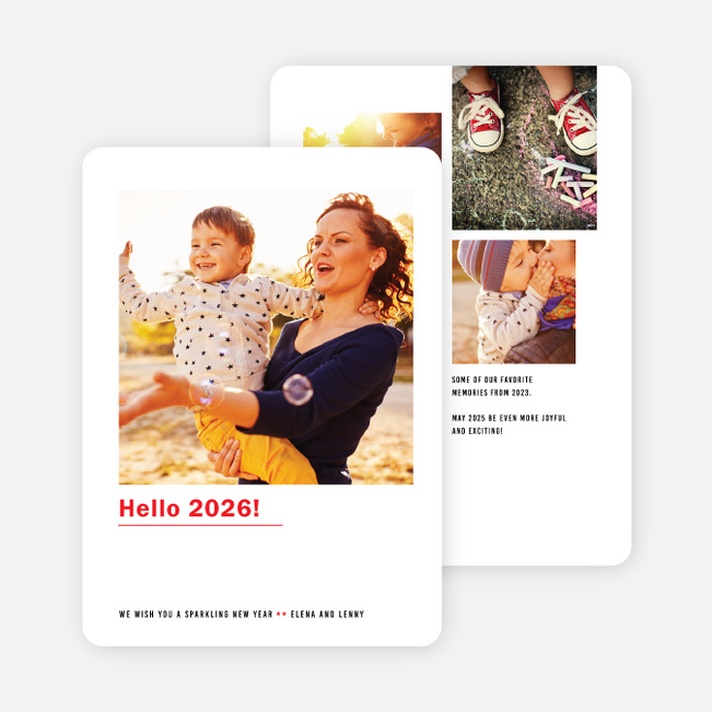 Hello New Year Cards - Red