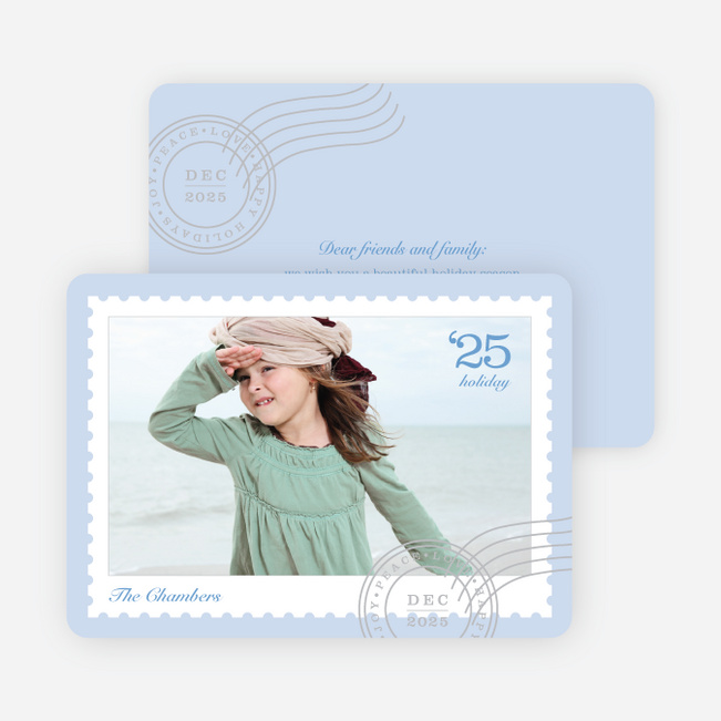 Holiday Stamps Photo Cards - Blue