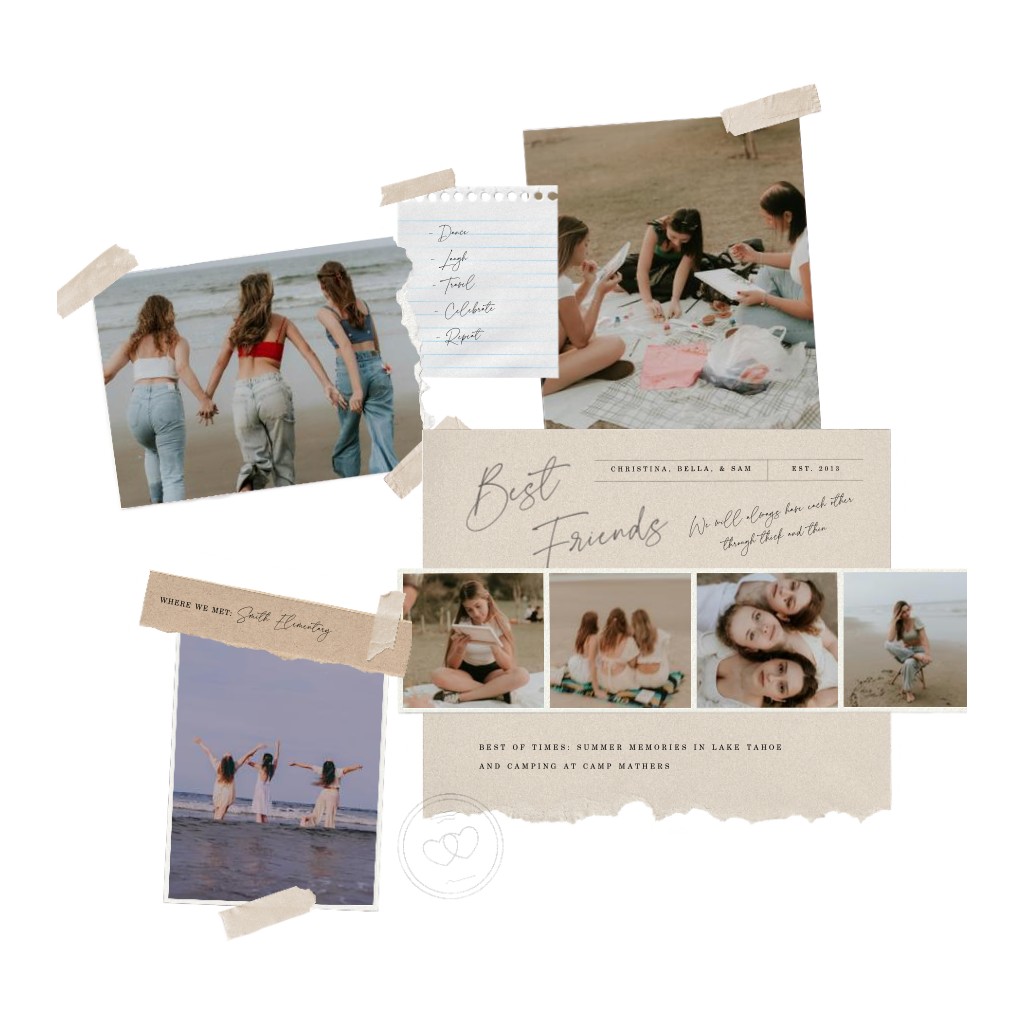 Keepsake Collage Friends 16” x 16” Art Print - White