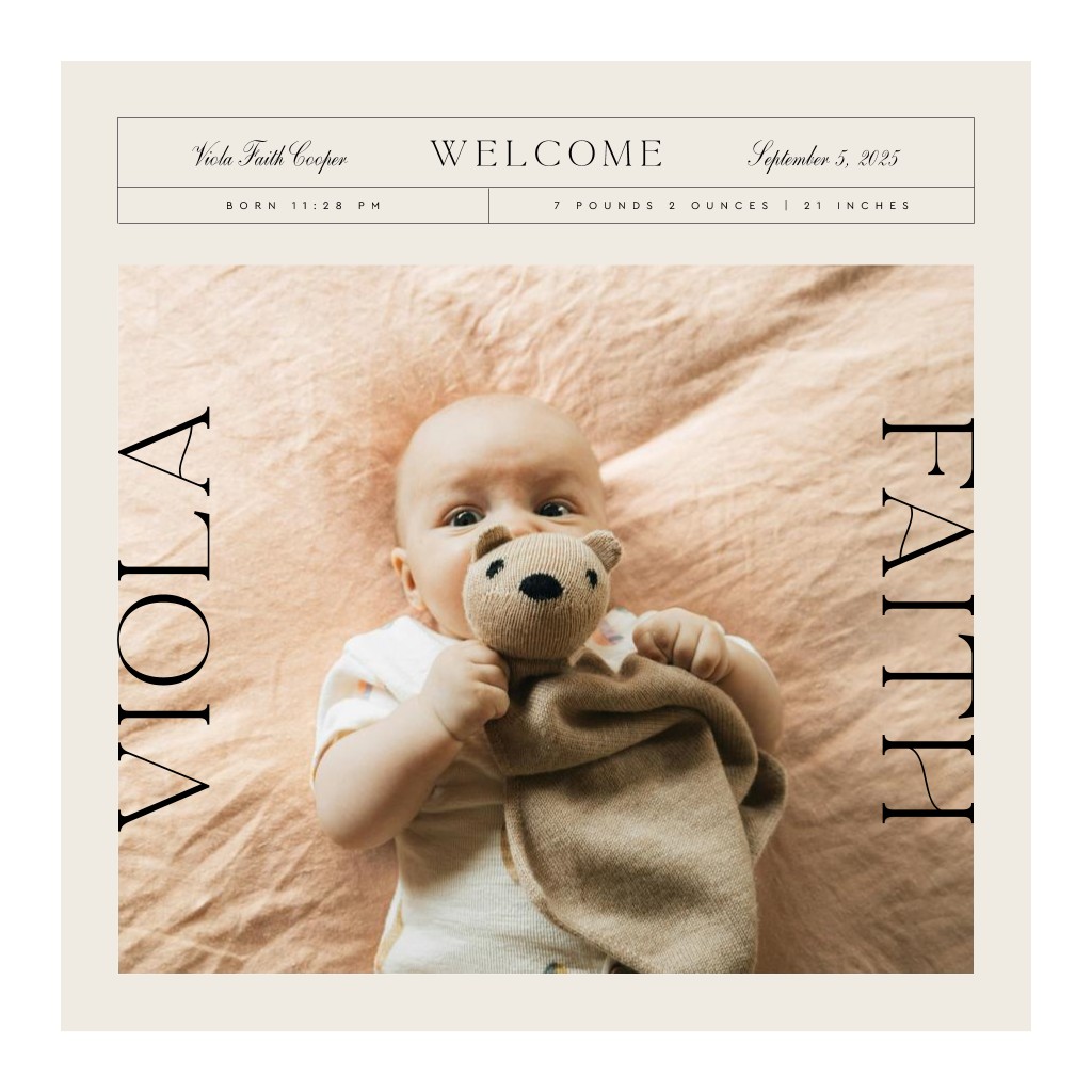 Life’s Chapters Baby 16” x 16” Art Print - White