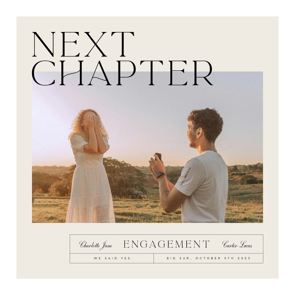 Life’s Chapters Engagement 16” x 16” Art Print - White