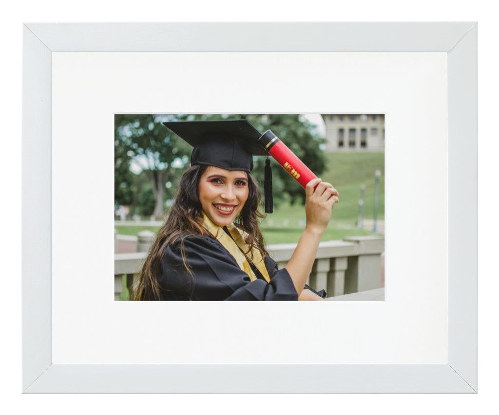 Simply Photo: Graduation, 10” x 8” Framed Print with Mat - White