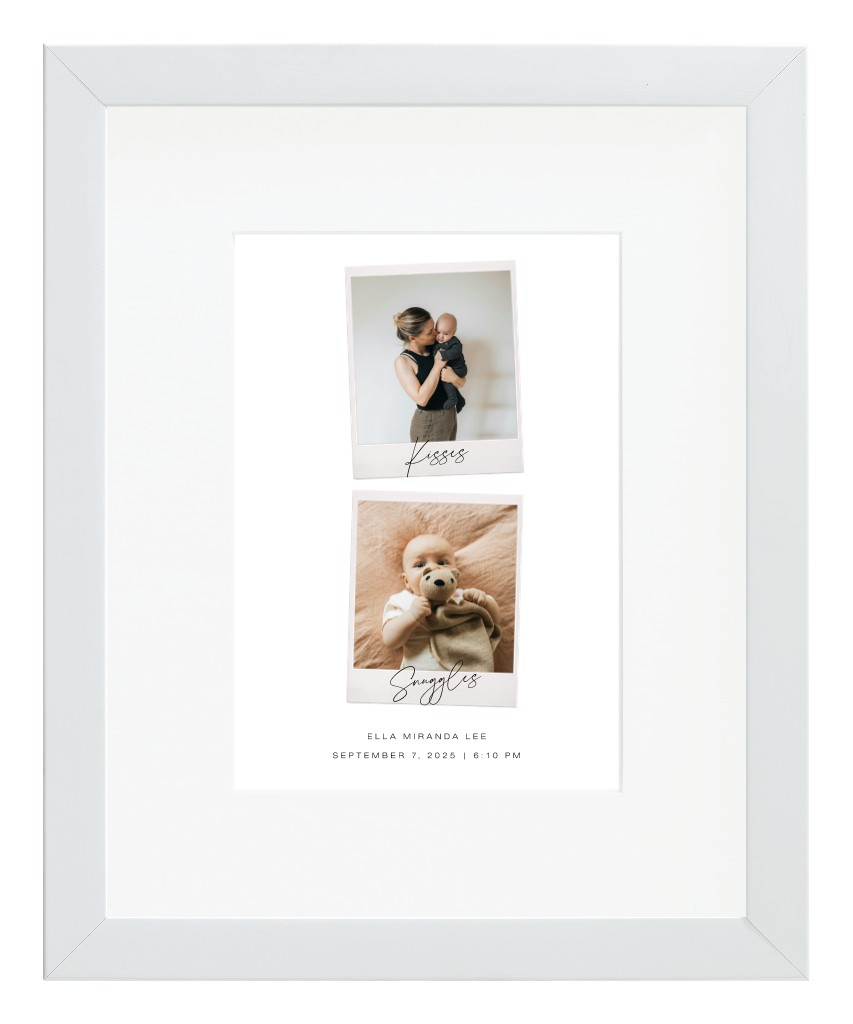 Instant Moments Baby 8” x 10” Framed Print with Mat - White