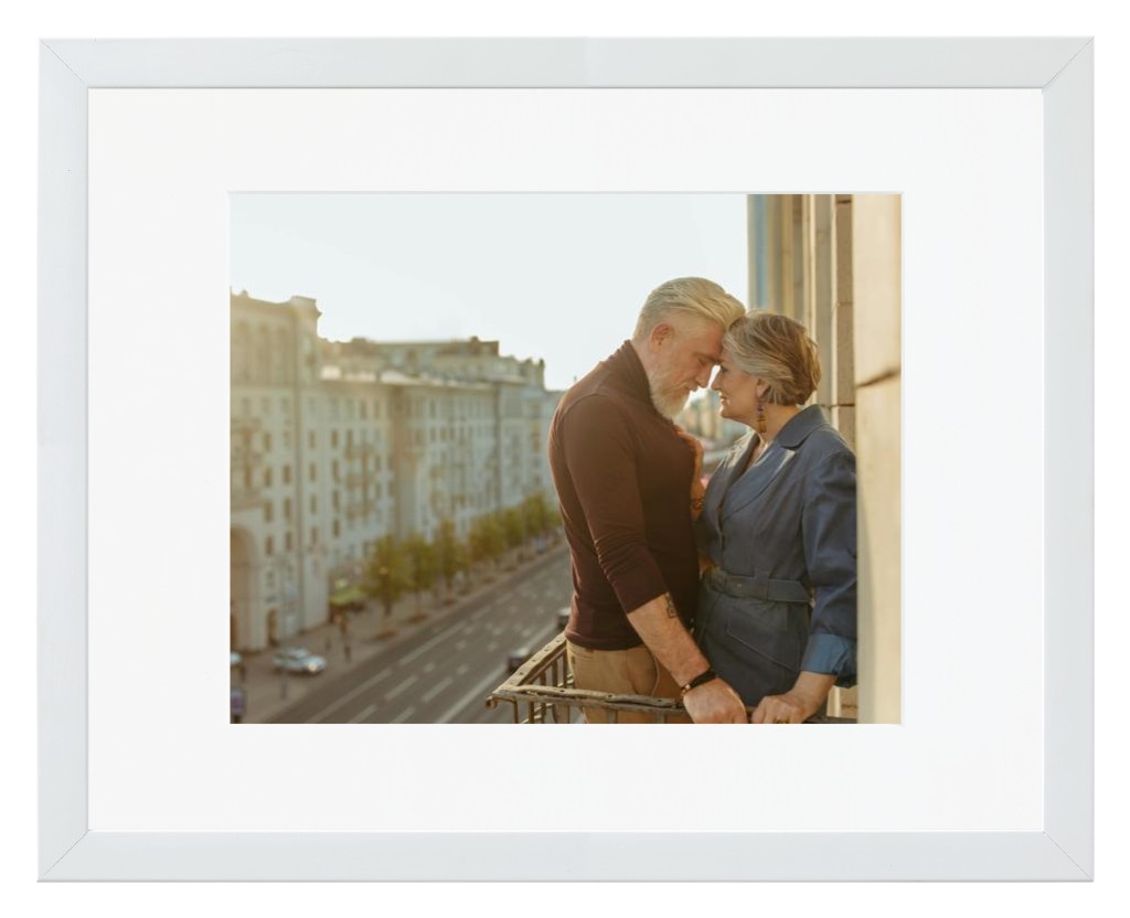 Simply Photo: Parents, 14” x 11” Framed Print with Mat - White