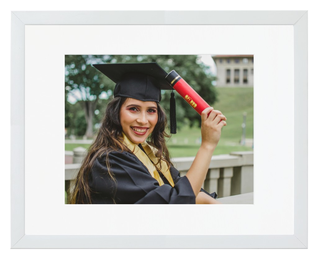 Simply Photo: Graduation, 14” x 11” Framed Print with Mat - White