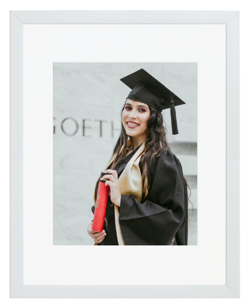 Simply Photo: Graduation, 11” x 14” Framed Print with Mat - White