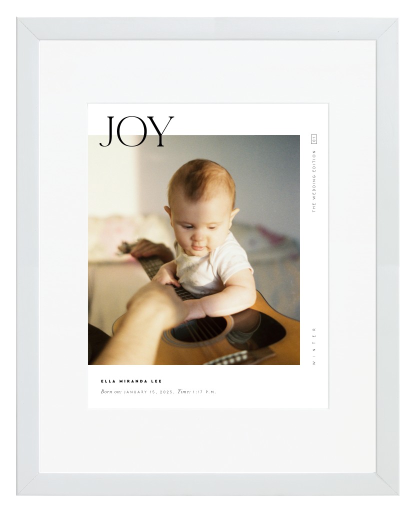 Cover Story Baby 11” x 14” Framed Print with Mat - White
