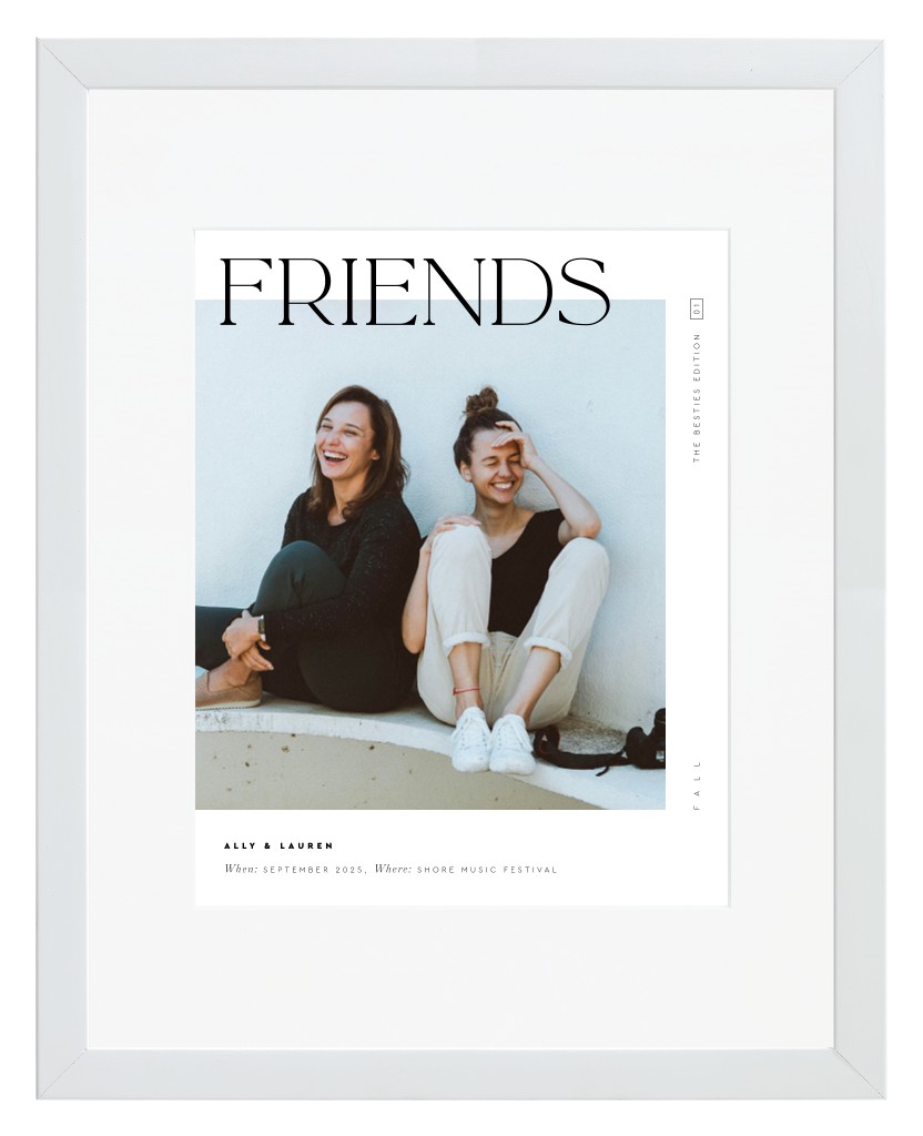 Cover Story Friends 11” x 14” Framed Print with Mat - White