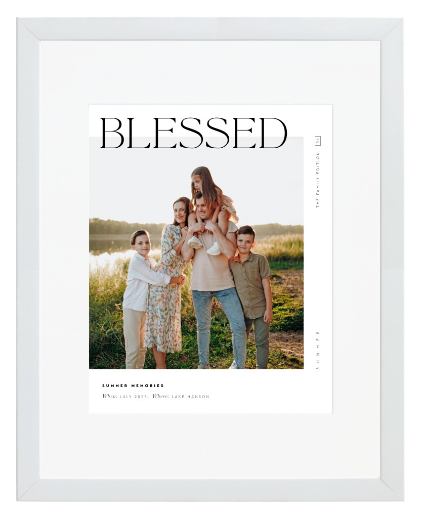 Cover Story Family 11” x 14” Framed Print with Mat - White