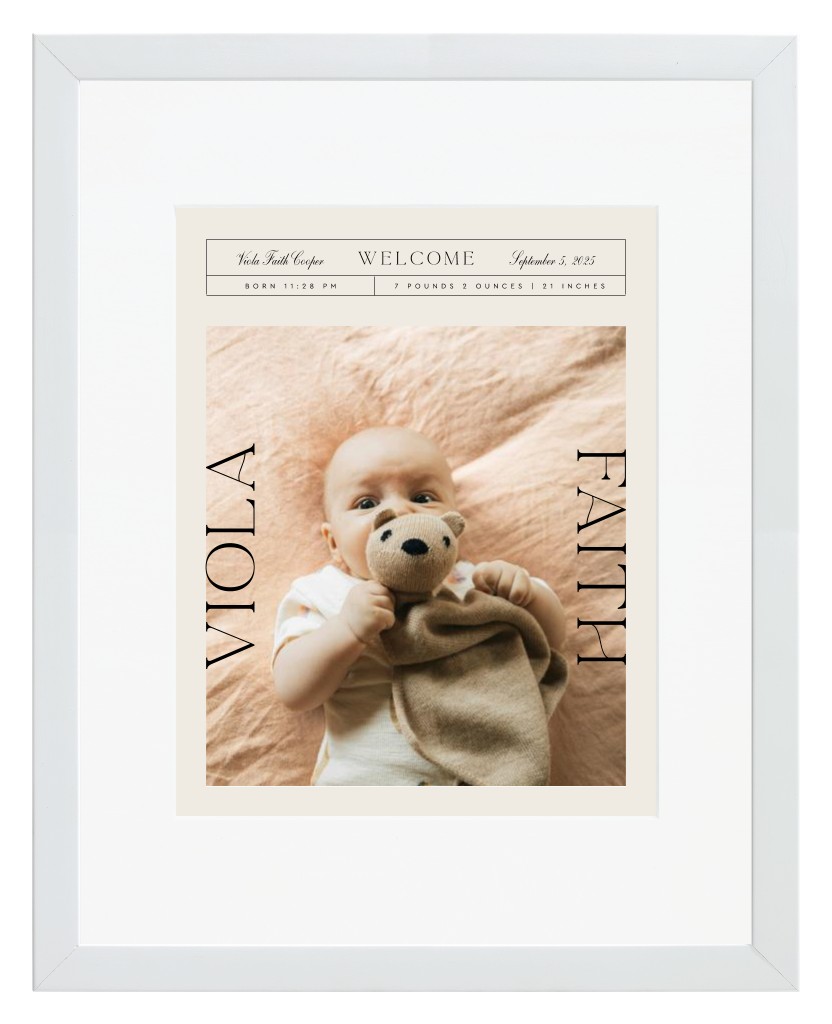 Life’s Chapters Baby 11” x 14” Framed Print with Mat - White