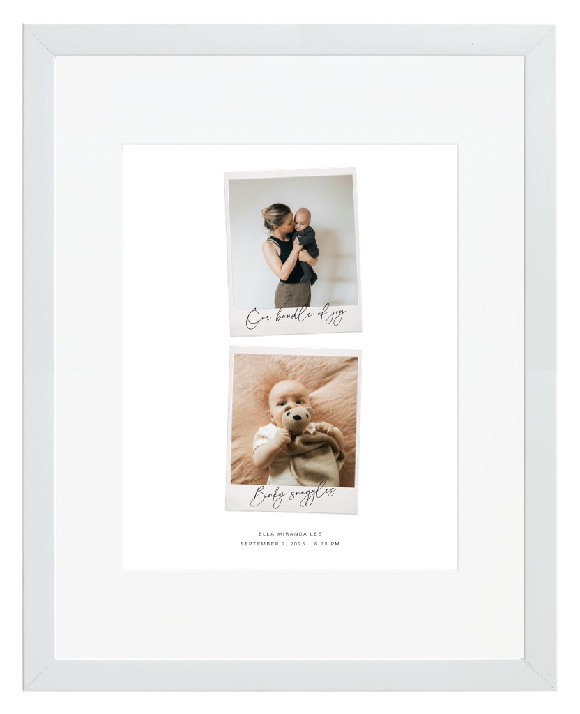 Instant Moments Baby 11” x 14” Framed Print with Mat - White