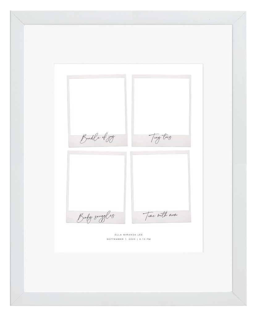 Instant Moments Baby 11” x 14” Framed Print with Mat - White