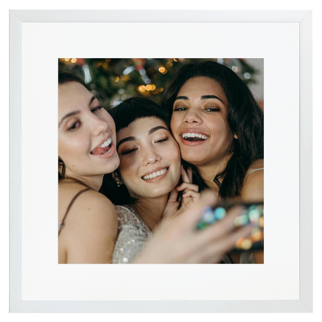 Simply Photo: Friends, 16” x 16” Framed Print with Mat - White