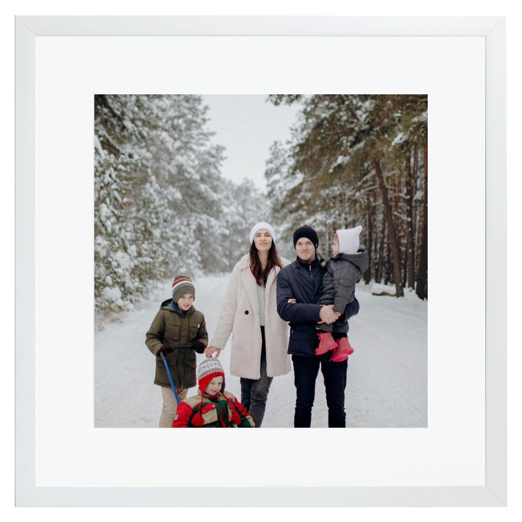 Simply Photo: Family, 16” x 16” Framed Print with Mat - White
