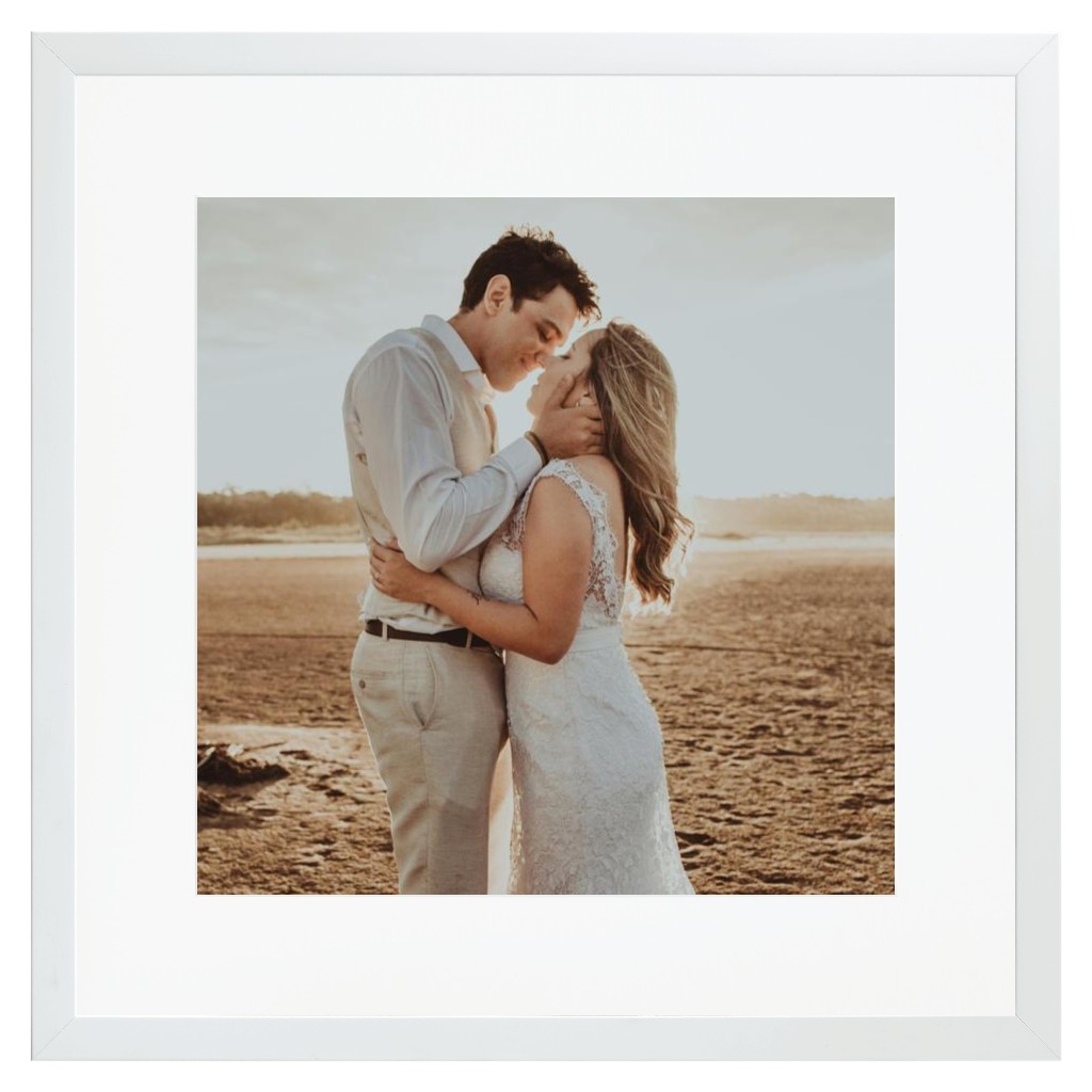 Simply Photo: Wedding, 16” x 16” Framed Print with Mat - White