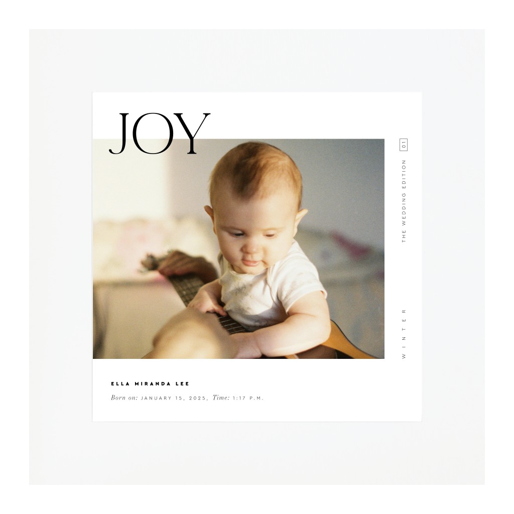 Cover Story Baby 16” x 16” Framed Print with Mat - White