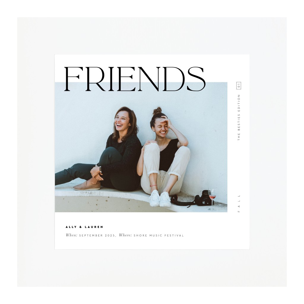 Cover Story Friends 16” x 16” Framed Print with Mat - White